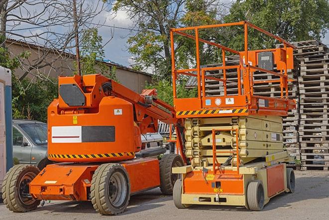 warehouse forklift lifting cargo onto shelves in Albany OR